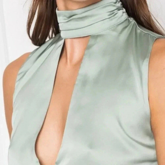 Lamarque Opal Cropped Wrapped High Neck Sleeveless Blouse Black Size Small. - Picture 5 of 10